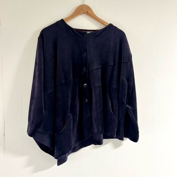 Alembika Velvet Lagenlook Asymmetrical Jacket in Purple sz 3 (L) - Picture 2 of 5